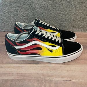 Vans Off the Wall Flame Black and White Skate Shoes US Men Size 12 Pre-Owned
